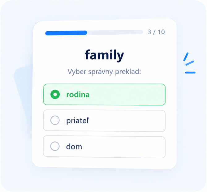 Ukážka testu s možnosťami